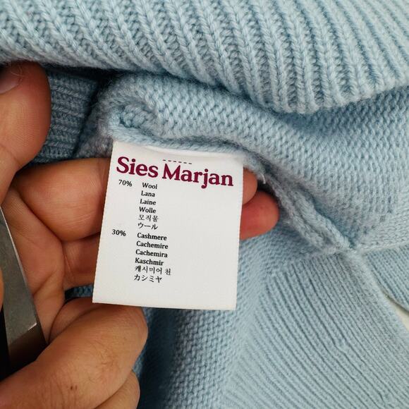 Sies Marjan Sweater Mens Size X Small Lt Blue Wool Casmere Boxy Cozy Fall - Picture 6 of 8